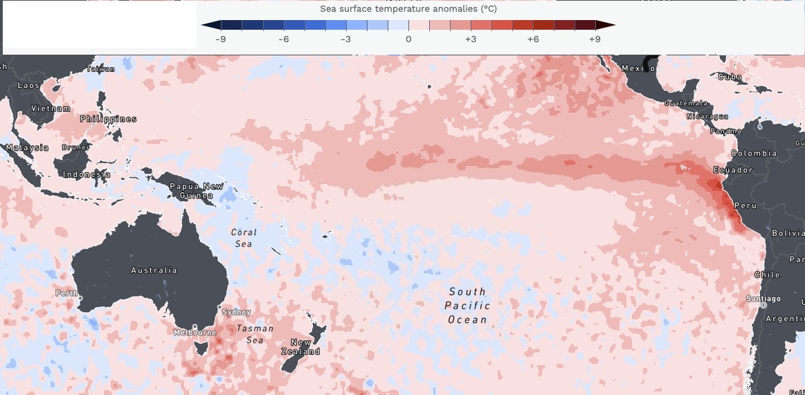 Sea surface temperatures Pacific 17 July 2026